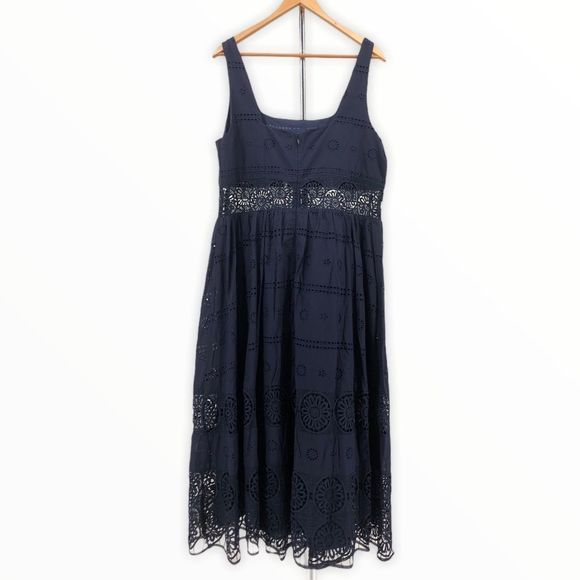 ASOS Navy Square Neck Embroidered Midi Dress NWT - Picture 9 of 14